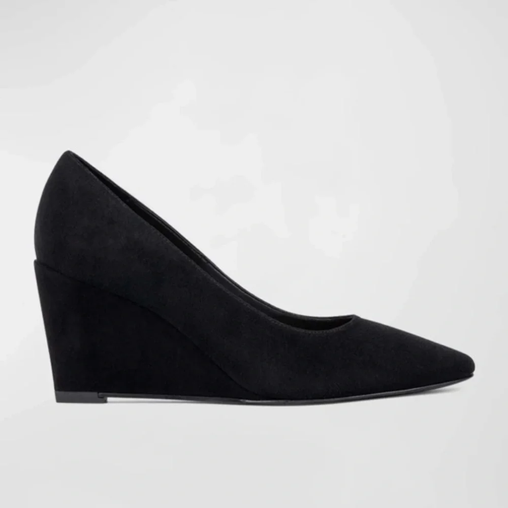 Aquatalia Posie Black Suede‎ Wedge Pumps Size 7
